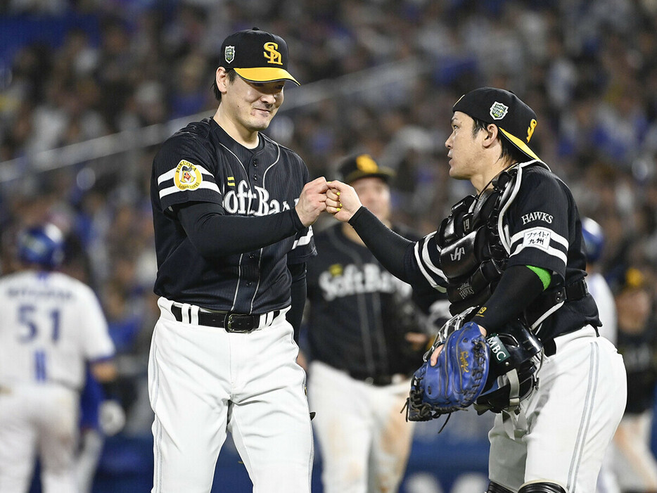 DeNA打線を７回無失点に抑える好投を見せたソフトバンク先発の有原航平　photo by Kyodo News