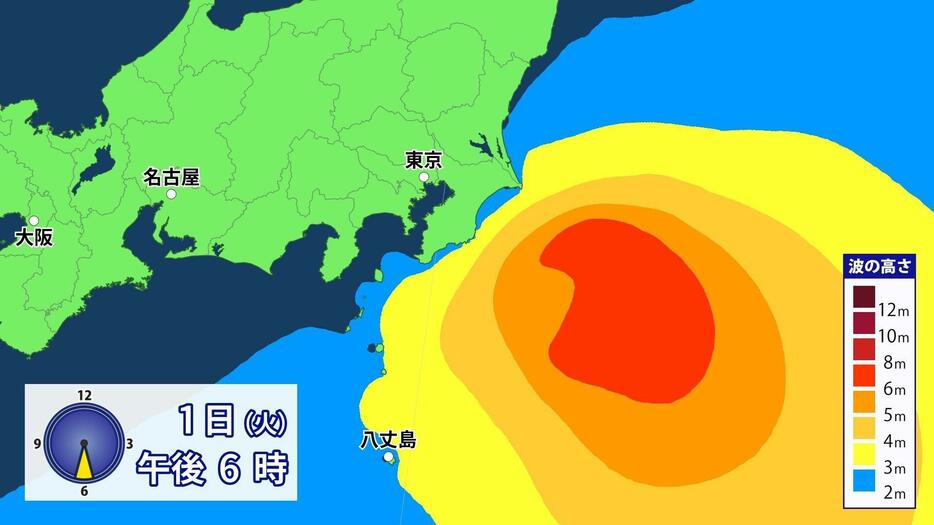 1日(火)午後6時の波の高さ