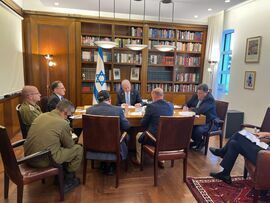 Benjamin Netanyahu and his aides speak to Joe Biden on Oct. 9, 2024.