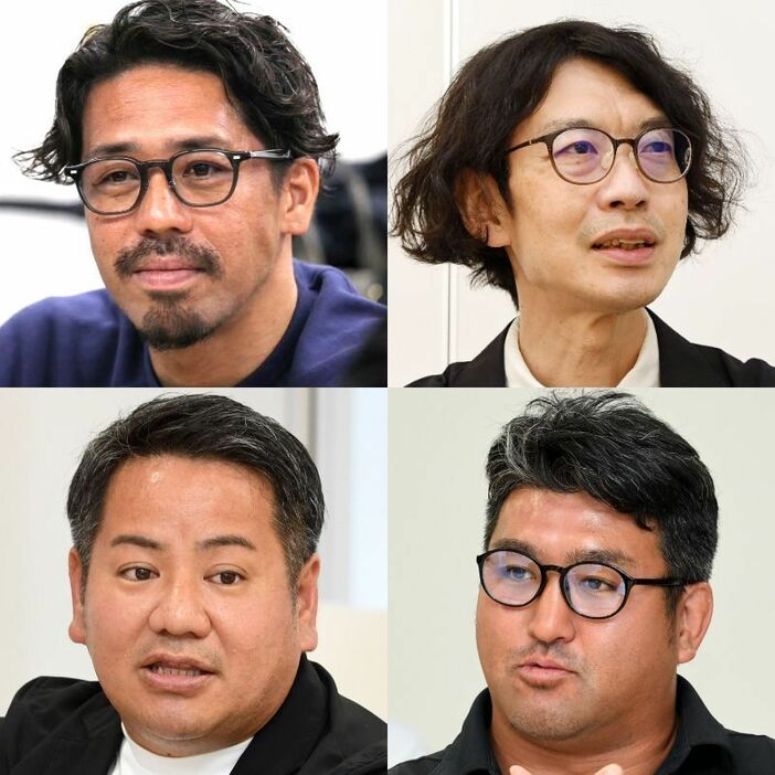 左上から時計回りに中辻喜敬監督、市川圭之介氏、築城昌拓氏、宮城亮氏