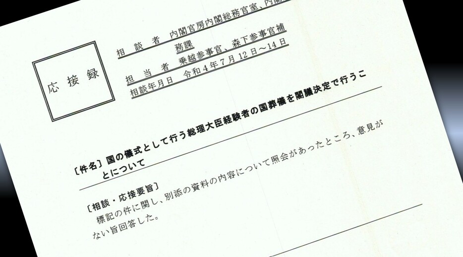 内閣法制局が開示した「応接録」