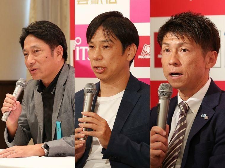 左から青山学院大学・原晋監督、國學院大學・前田康弘監督、駒澤大学・藤田敦史監督（撮影・藤井みさ）