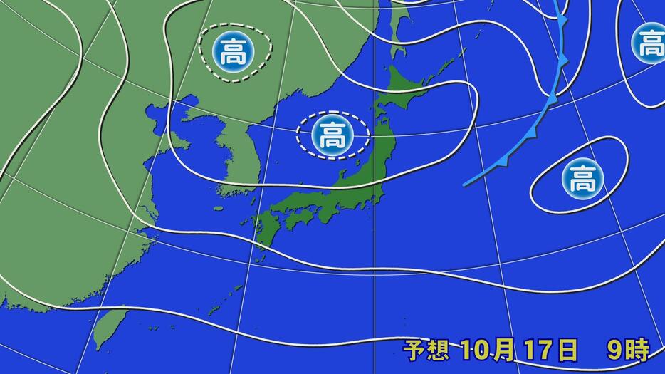 17日(木)朝の予想天気図