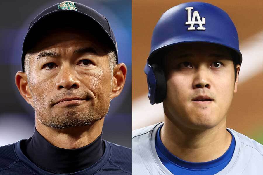 イチロー氏（左）とドジャースの大谷翔平【写真：Getty Images】