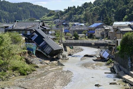 豪雨被害に見舞われた石川県輪島市南志見地区（2024年9月26日、写真：共同通信社）