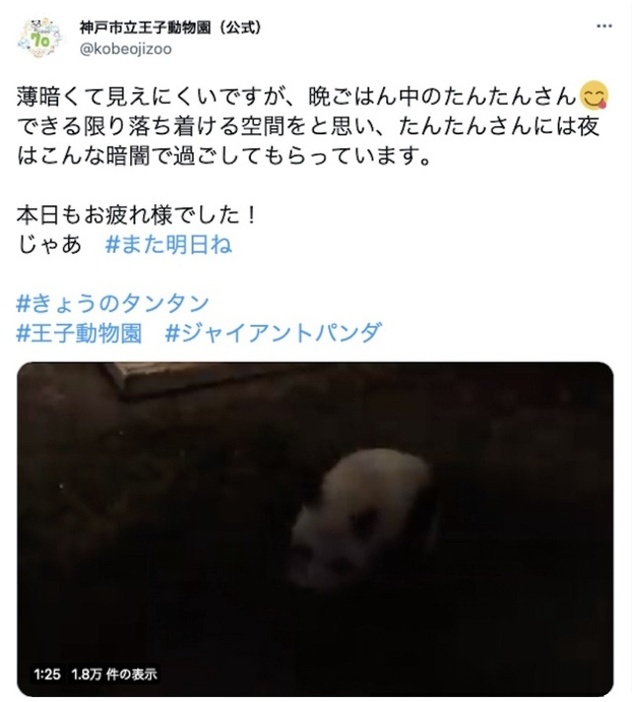 真っ暗ですね　神戸市立王子動物園公式ツイッターより