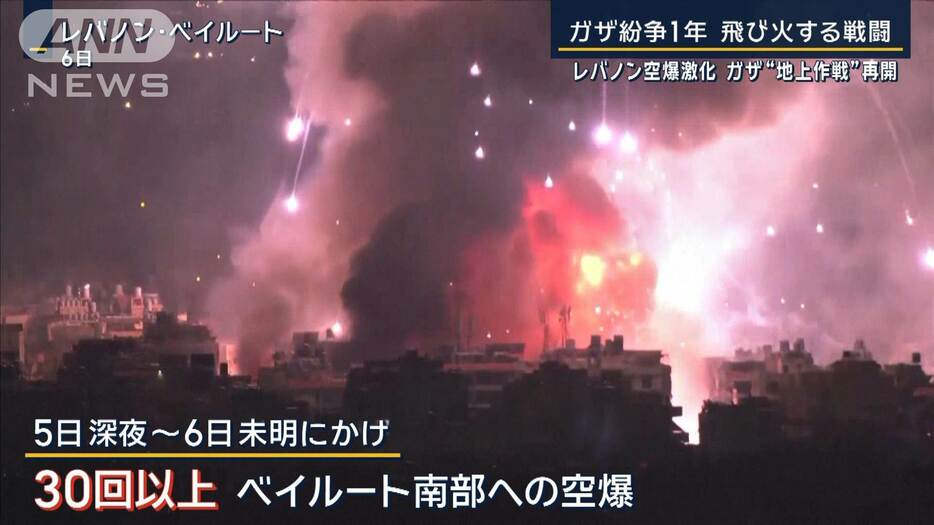 ガザ紛争1年　情勢は悪化の一途…レバノン空爆激化　ガザ“地上作戦”再開