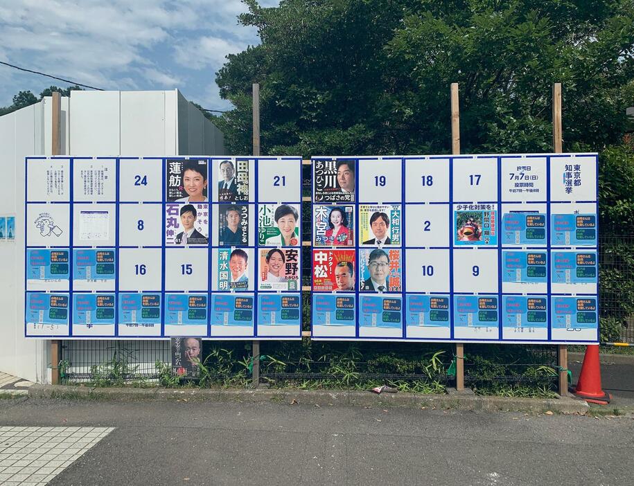 今年7月の東京都知事選のポスター掲示板