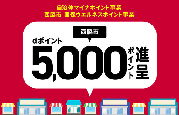 兵庫県西脇市で5000円相当のdポイントを還元