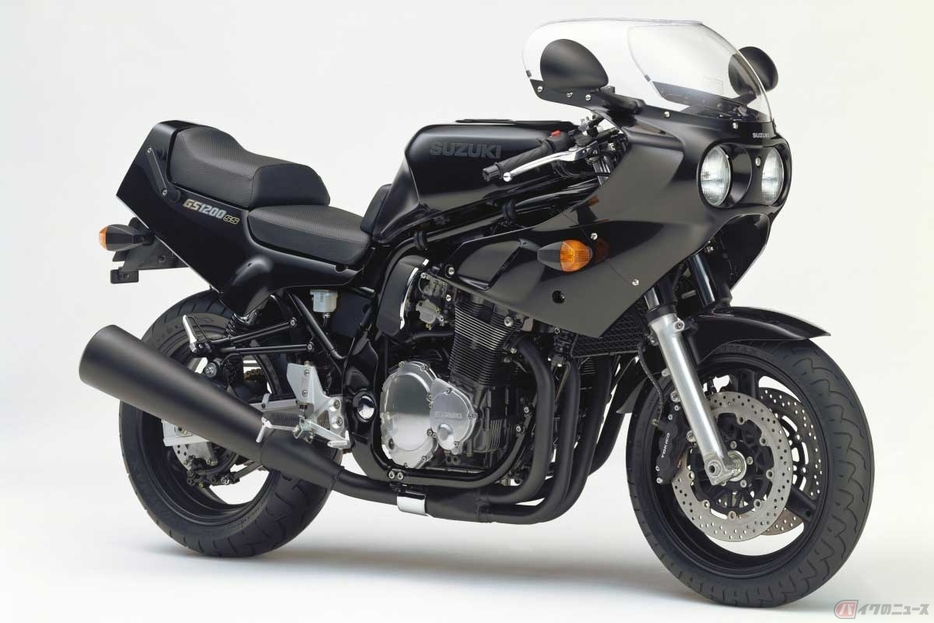 スズキ「GS1200SS」（2001年）は、1980年代の耐久レーサーをイメージさせる丸く大きなカウリングや2眼ヘッドライトが特徴