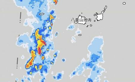 4日午前9時25分の雨雲の動き（気象庁のHPから）