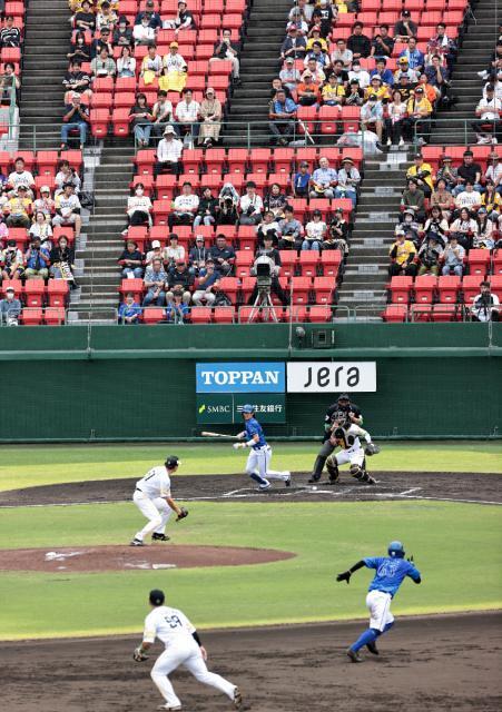 約４千人のファンが観戦したプロ野球ファーム日本選手権＝５日午後、宮崎市・ひなたサンマリンスタジアム宮崎