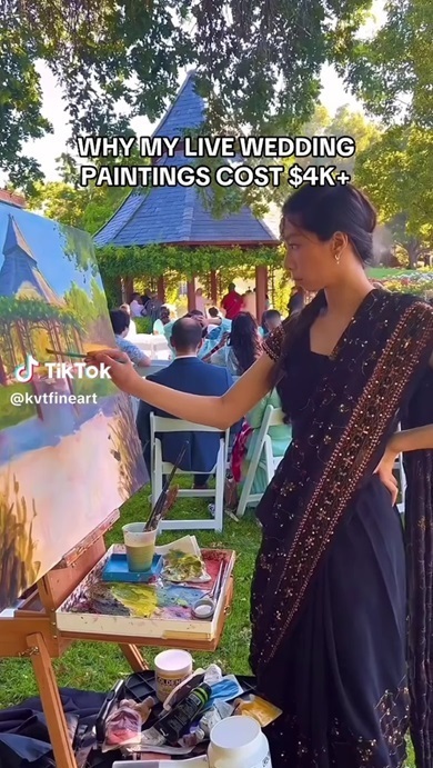 その場で絵を完成させていく姿がかっこいい（※画像はKVT Live Wedding Painter（@kvtfineart）さんTikTokから）