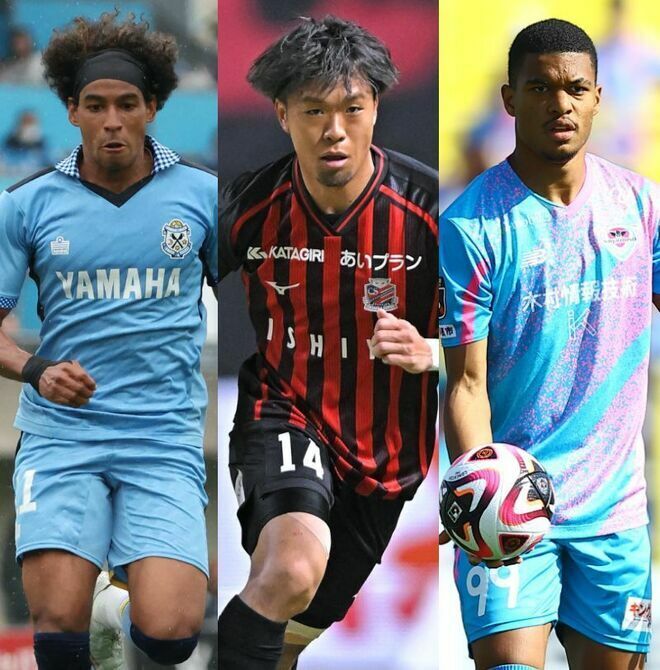 現在、降格圏にいる３チーム。左から磐田のジャーメイン、札幌の駒井、鳥栖のM・ヒアン。(C)SOCCER DIGEST