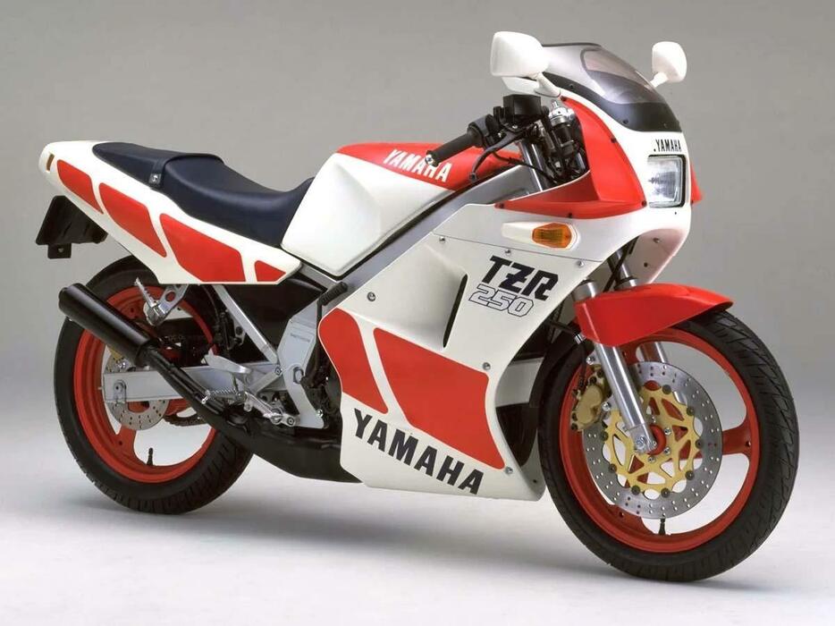 市販レーサーTZよりも先に、ワークスレーサーYZR250譲りのアルミデルタボックスフレームを採用した1KT型TZR250は大ヒットモデルとなった。