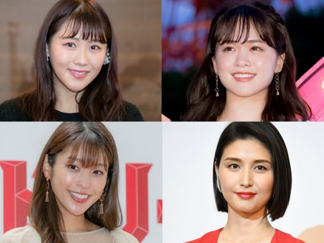 （左上から時計回りで）西野未姫、菅本裕子（ゆうこす）、橋本マナミ、岡副麻希