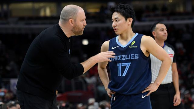 NBA挑戦中のグリズリーズ・河村勇輝選手(写真：AP/アフロ)