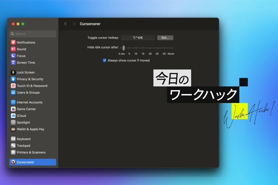 Macでカーソルの表示・非表示を自在にコントロールする方法【今日のワークハック】