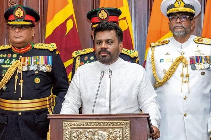 就任宣誓式を終えて演説するディサナヤカ新大統領（9月23日）　SRI LANKA PRESIDENT MEDIAーREUTERS