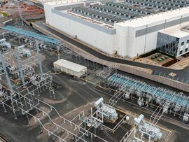 A power substation near a data center in Ashburn, Virginia. Photographer: Nathan Howard/Bloomberg