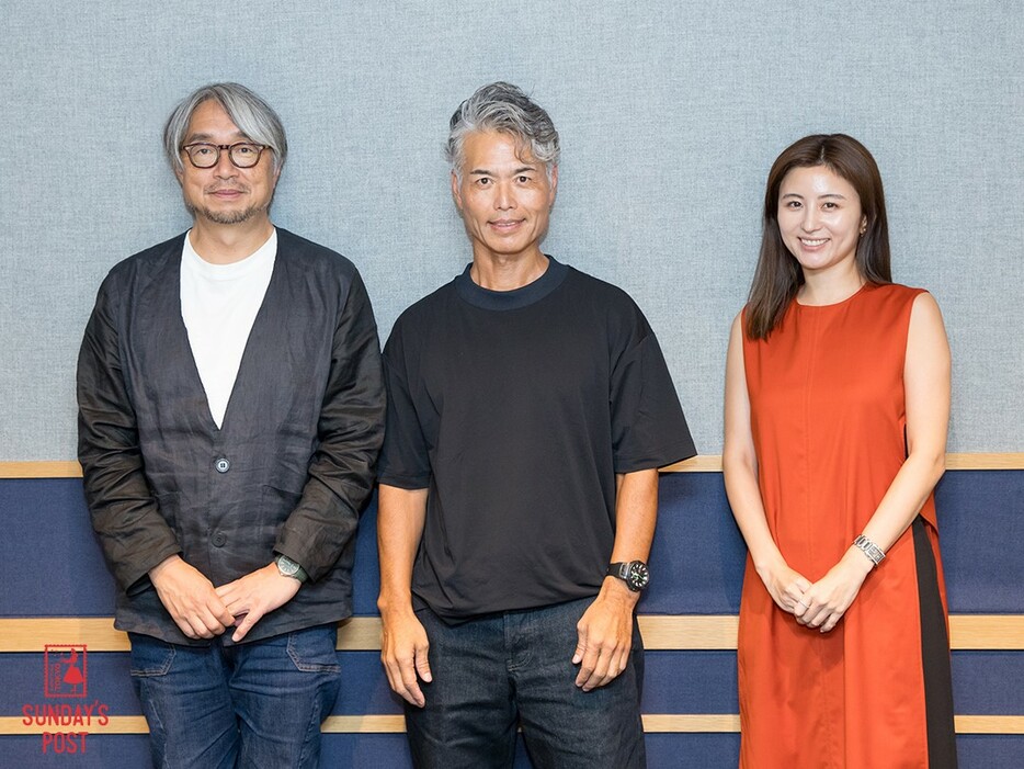 （左から）パーソナリティの小山薫堂、藤原博史さん、宇賀なつみ