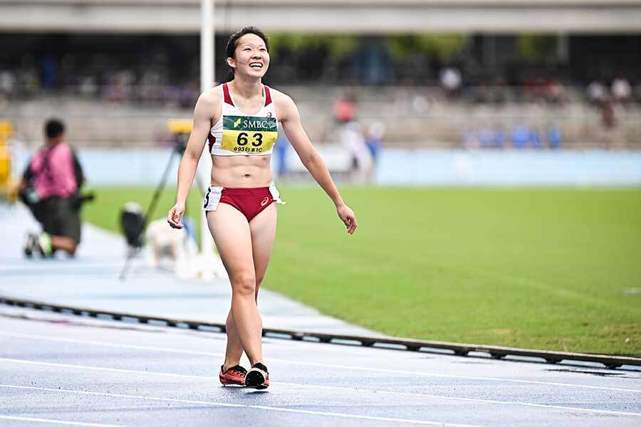 日本インカレ女子100、200メートルに出場した鈴木一葉【写真：中戸川知世】