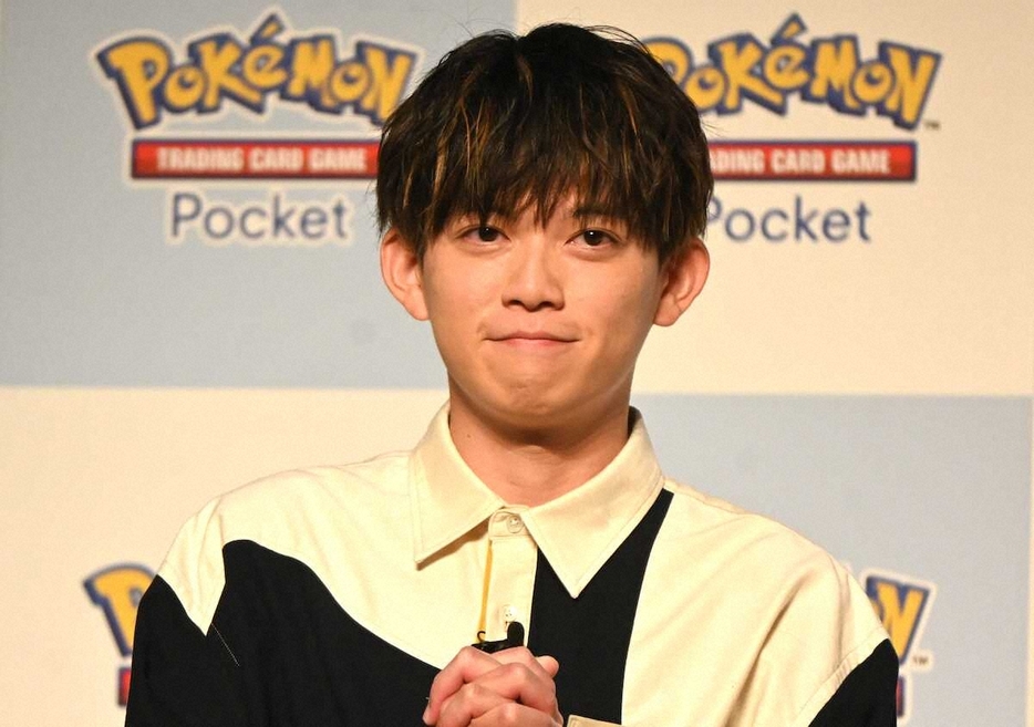 ＜「Pokemon　Trading　Card　Game　Pocket」配信記念イベント＞イベントに登壇した松丸亮吾（撮影・小渕　日向子）