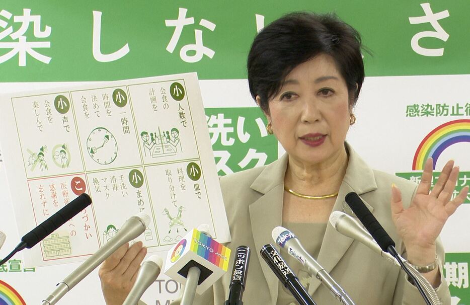 [画像]臨時会見で「5つの小」の意識づけを呼びかける小池知事