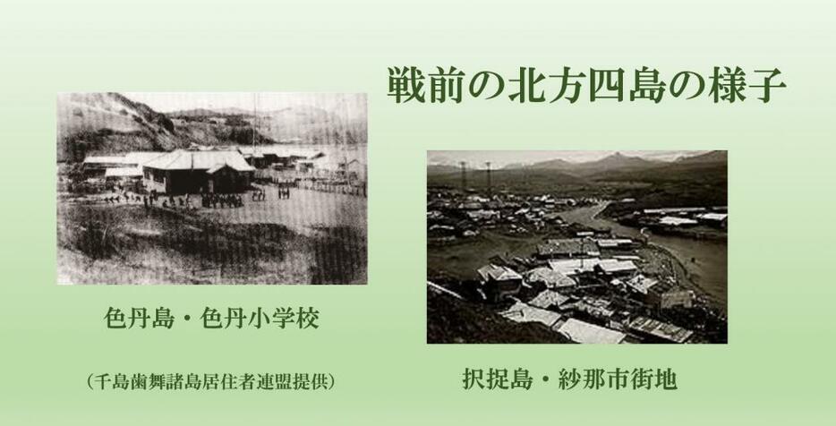 戦前の北方4島の様子（千島歯舞諸島居住者連盟提供）