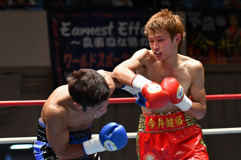 大谷翔平と対戦経験のある元高校球児ボクサーの今井（写真右）が新人王に挑む（写真・山口裕朗）