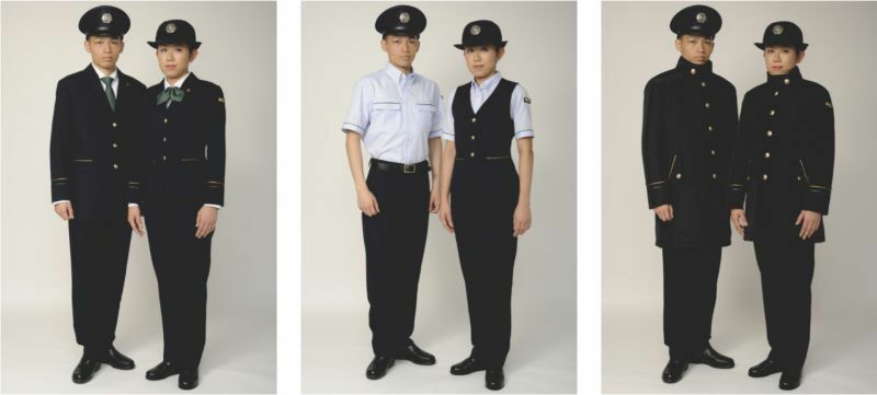 [写真]刷新される民営化後の新会社社員が着る新しい制服。（左から）冬服、夏服、防寒服（大阪市発表資料から）