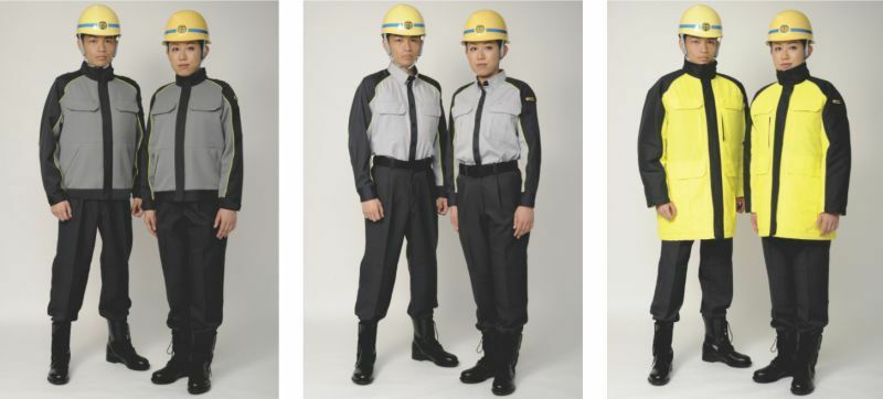 [写真]刷新される民営化後の新会社社員（技術職）が着る新しい服。（左から）冬服、夏服、防寒服（大阪市発表資料から）