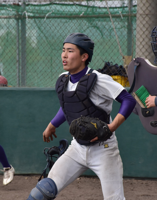 東播磨の笹田康太選手（１年）＝兵庫県立東播磨高校で、後藤奈緒撮影