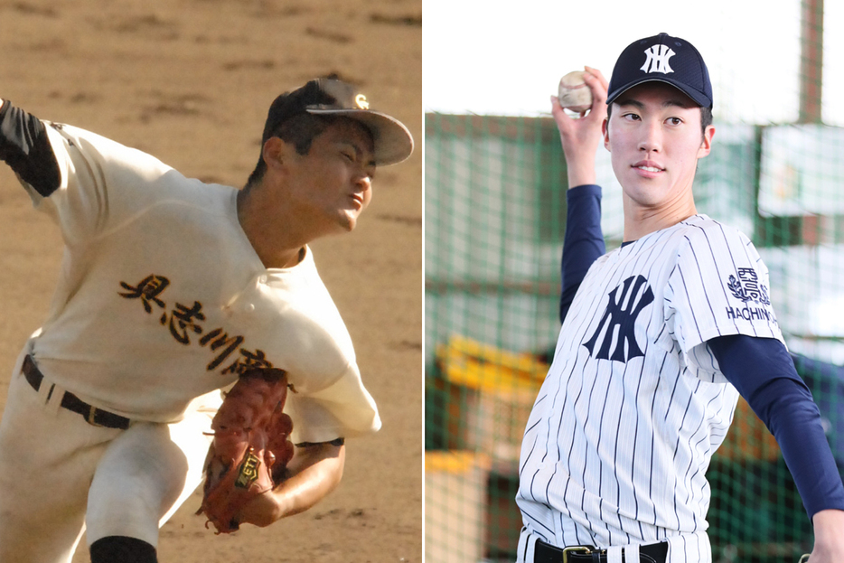 具志川商の新川俊介（左）と八戸西の福島蓮