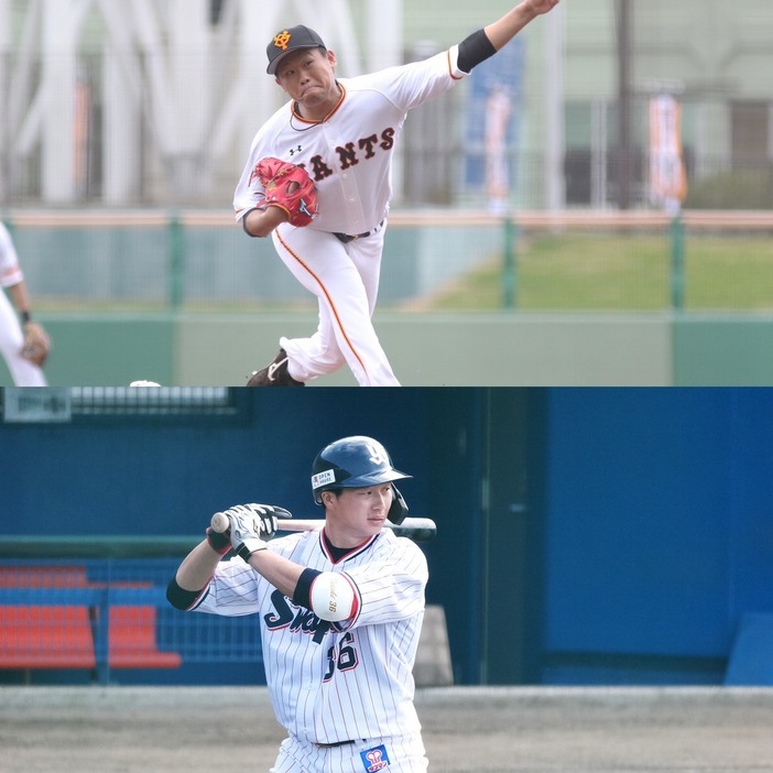 巨人田口（上）とヤクルト広岡（下）のライバル球団同士の電撃“格差トレード”が成立(写真・黒田史夫）