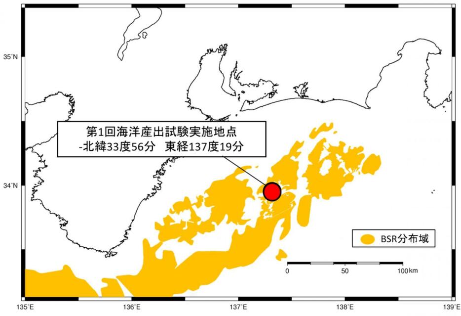 [画像]生産実験の行われた海域（JOGMECの資料から）