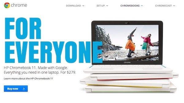 [画像]Chromebookのホームページ