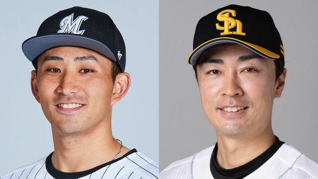ロッテの小島和哉投手(写真:左)とソフトバンクの和田毅投手(写真:右)