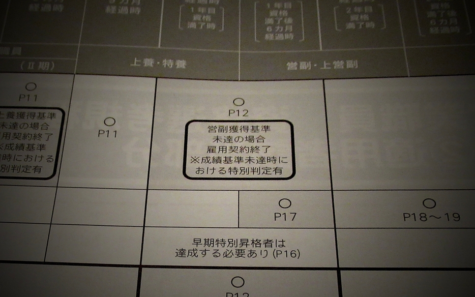 営業職員の給与規定集。ノルマが達成できないと“解雇”される（撮影：鳥海ケイタ）