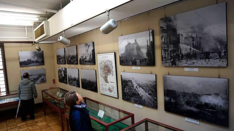 東京都復興記念館の東京空襲に関する展示