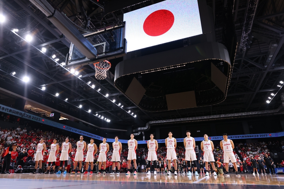 写真：森田直樹/アフロスポーツ   バスケ男子日本代表の国際強化試合で（2023年8月4日）
