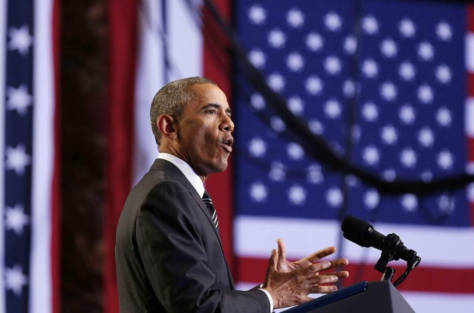 [写真]移民制度改革をめぐり“強権発動”したオバマ米大統領（ロイター/アフロ、11月25日撮影）