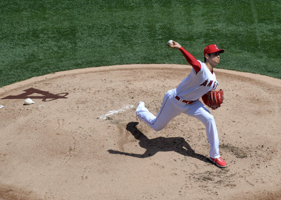 圧巻のピッチングで2勝目を飾った大谷の投球（写真：USA TODAY Sports/ロイター/アフロ）