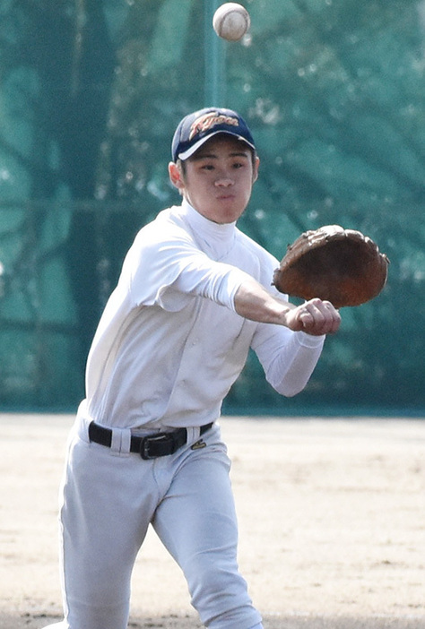 春日部共栄の森田翔選手＝埼玉県春日部市で、畠山嵩撮影