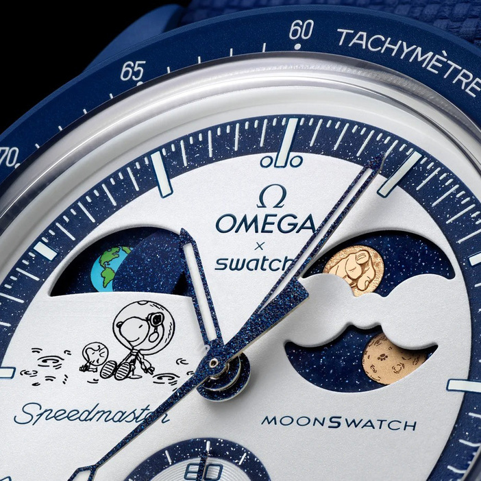 【お買い得】8月8日購入 オメガスウォッチ ムーンスウォッチザムーン S033 オメガ×スウォッチ新作】スヌーピーと宇宙を旅する。満月の夜