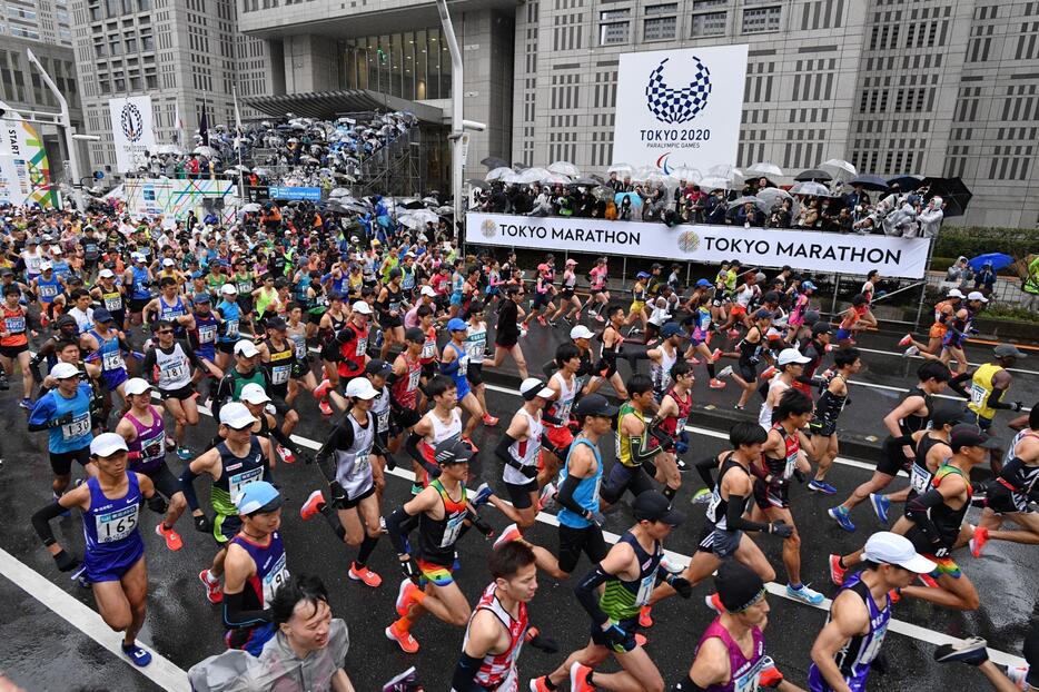 2019年の東京マラソン（写真：松尾/アフロスポーツ）