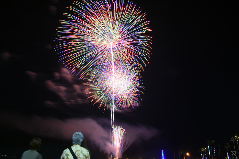 夜空を彩る大輪の花＝鴨川