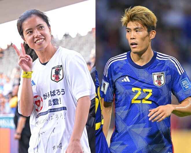 ともにイングランドでプレーする長谷川（左）と冨安（右）。写真：金子拓弥（サッカーダイジェスト写真部）