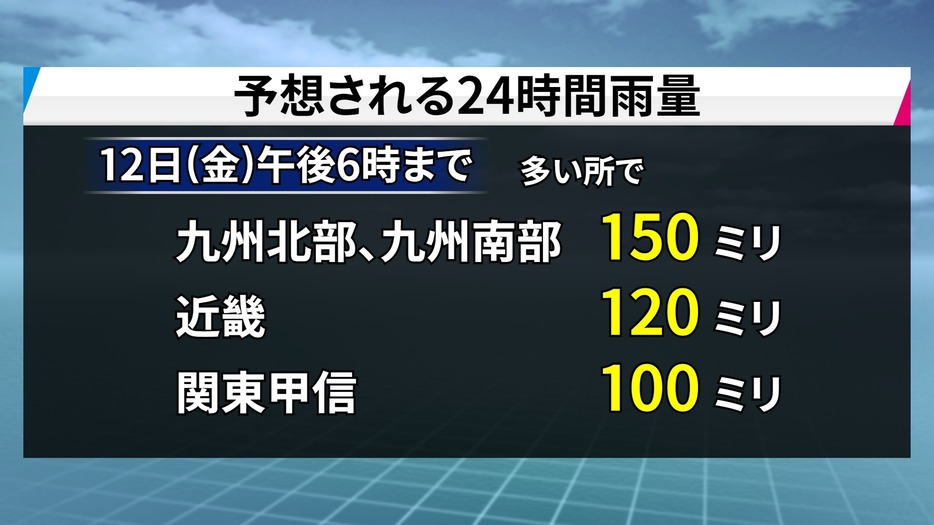 予想される24時間雨量