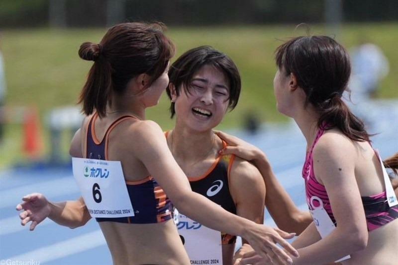 24年ホクレンDC千歳大会女子800mに出場した塩見綾乃（中央）